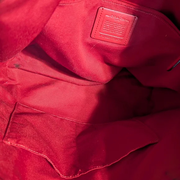 Coach Signature Canvas Tote with Red Trim and Gold Hardware - Picture 3 of 9